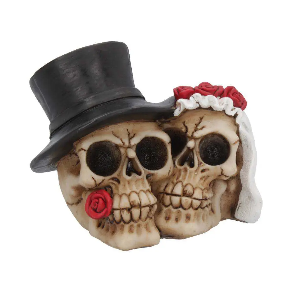 Figurine skull gothic rose together forever